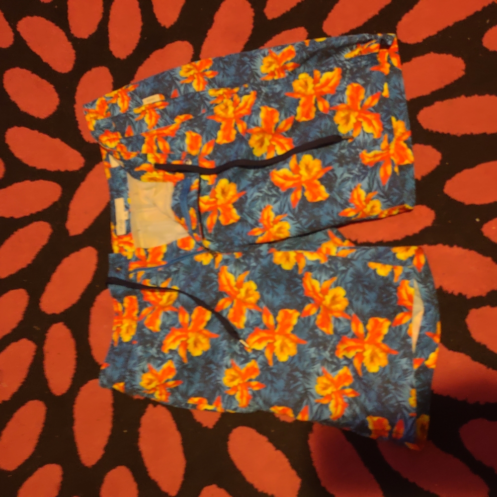 Onia Floral Blue and Orange Swim Shorts